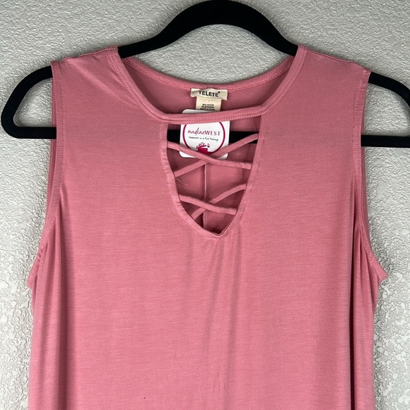 Yelete Pink Sleeveless Summer Spring Vacation Casual Flowy Dress Size Medium New - Picture 2 of 4